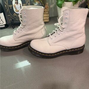 Doc Marten White Leather Lace-Up Boots